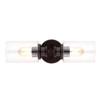 Jules Edison 16.5" Cylinder Iron/Seeded Glass Farmhouse Contemporary LED Wall Sconce - JONATHAN Y